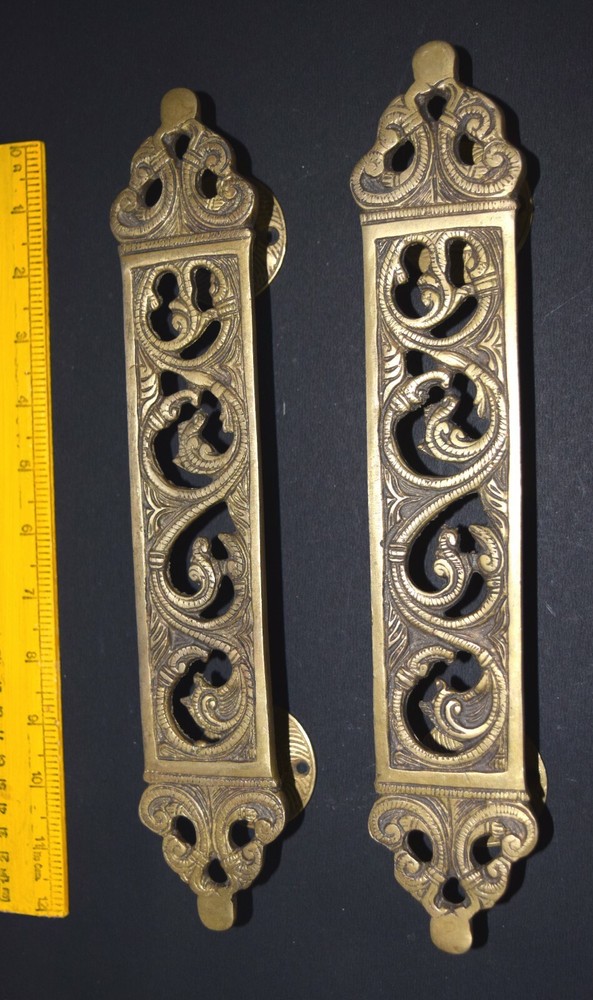 Flower Design Door Pull Set Brass Door Handle Victorian Style Hotel Pull EK463