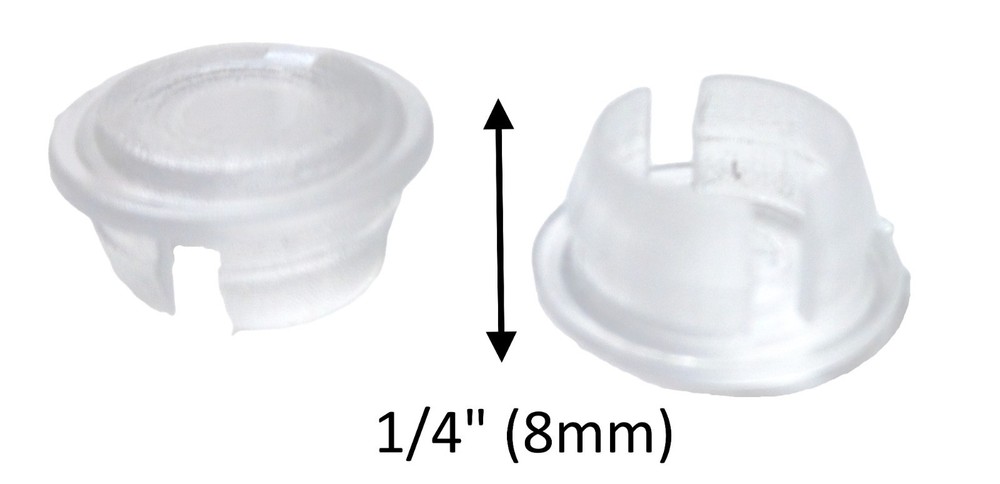 Clear Bottom Rail Button Plug for Horizontal Blinds with a 1/2" (12mm) Hole