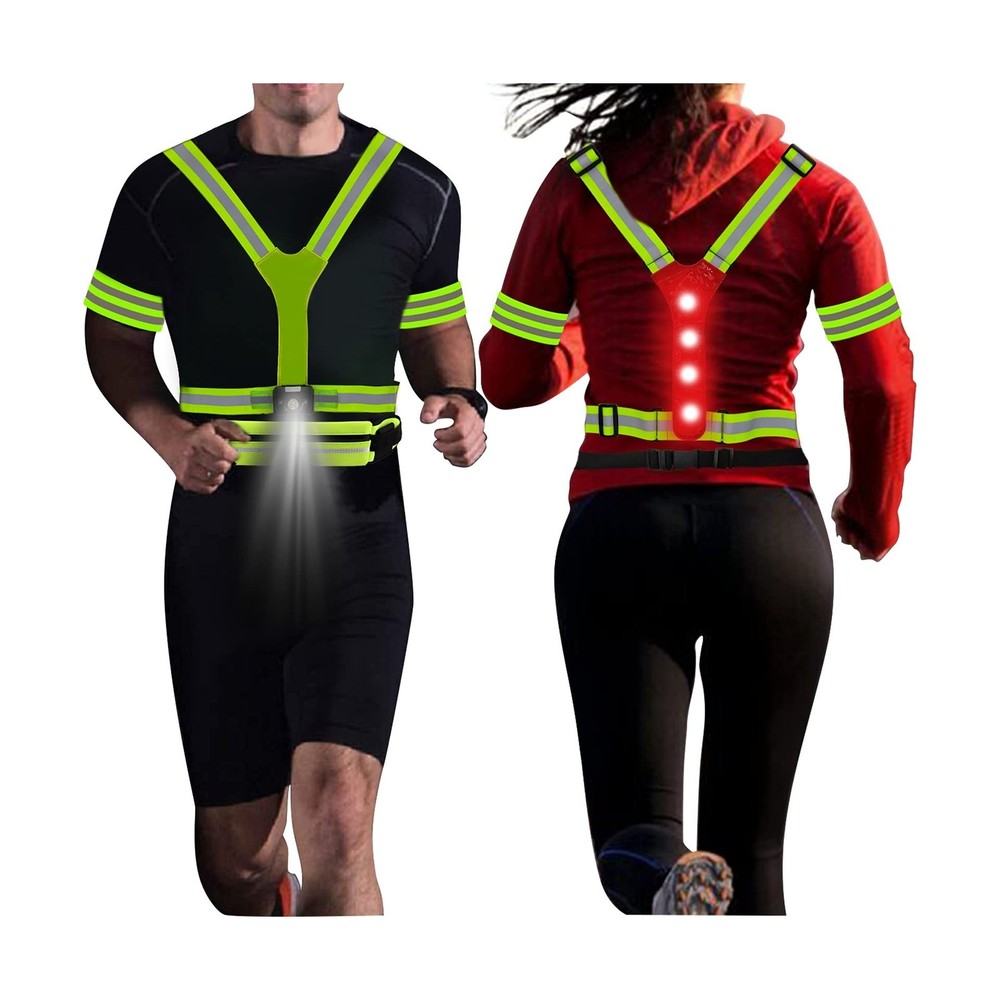 Lighting LED Reflective Vest Running Light Set, Adjustable Safety V... Fast Ship