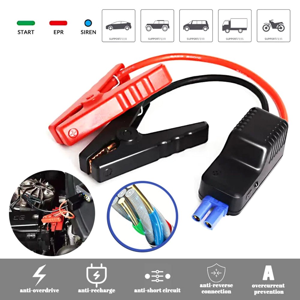 Multi-Functional Smart Battery Clamp with LED Indicators for Jump Starter Packs