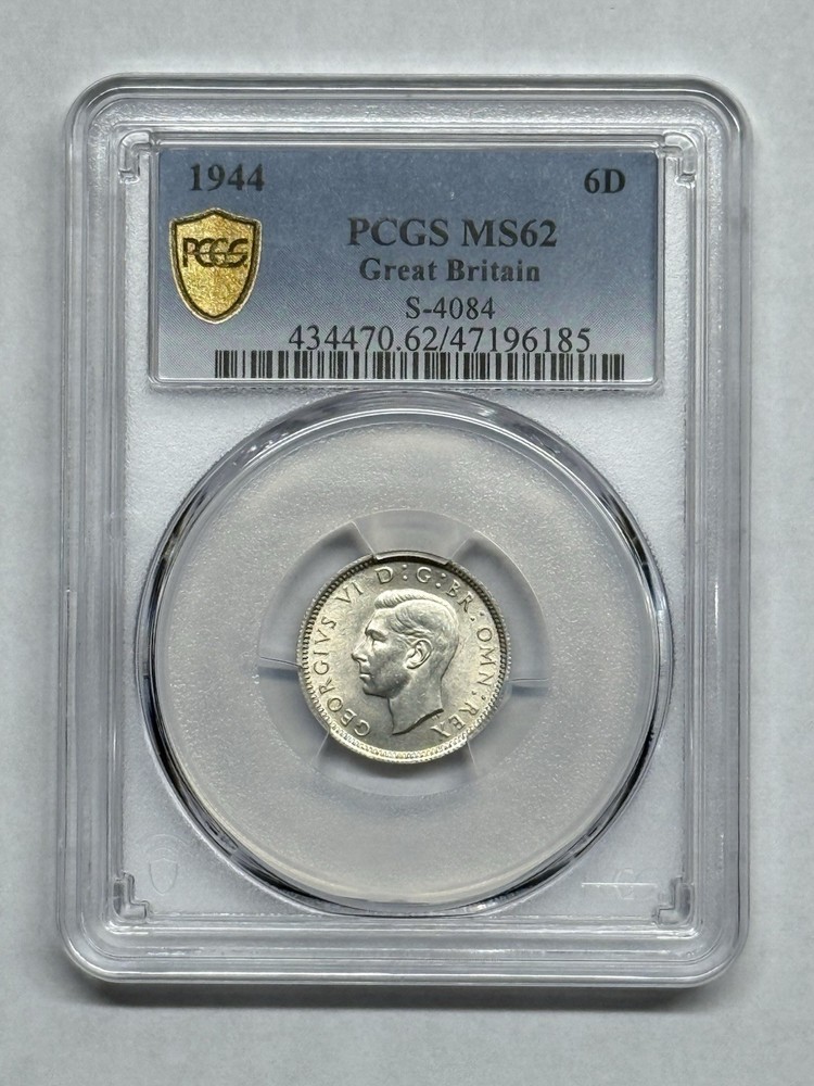 1944 Great Britain Silver 6D PCGS MS62 S-4084 Gold Shield