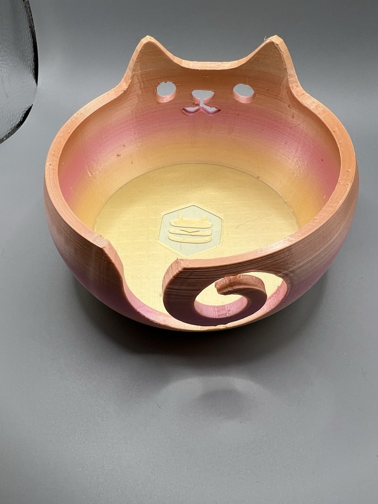 Cat Shaped Yarn Bowl Cute Multi Colored 3D Filament Printed