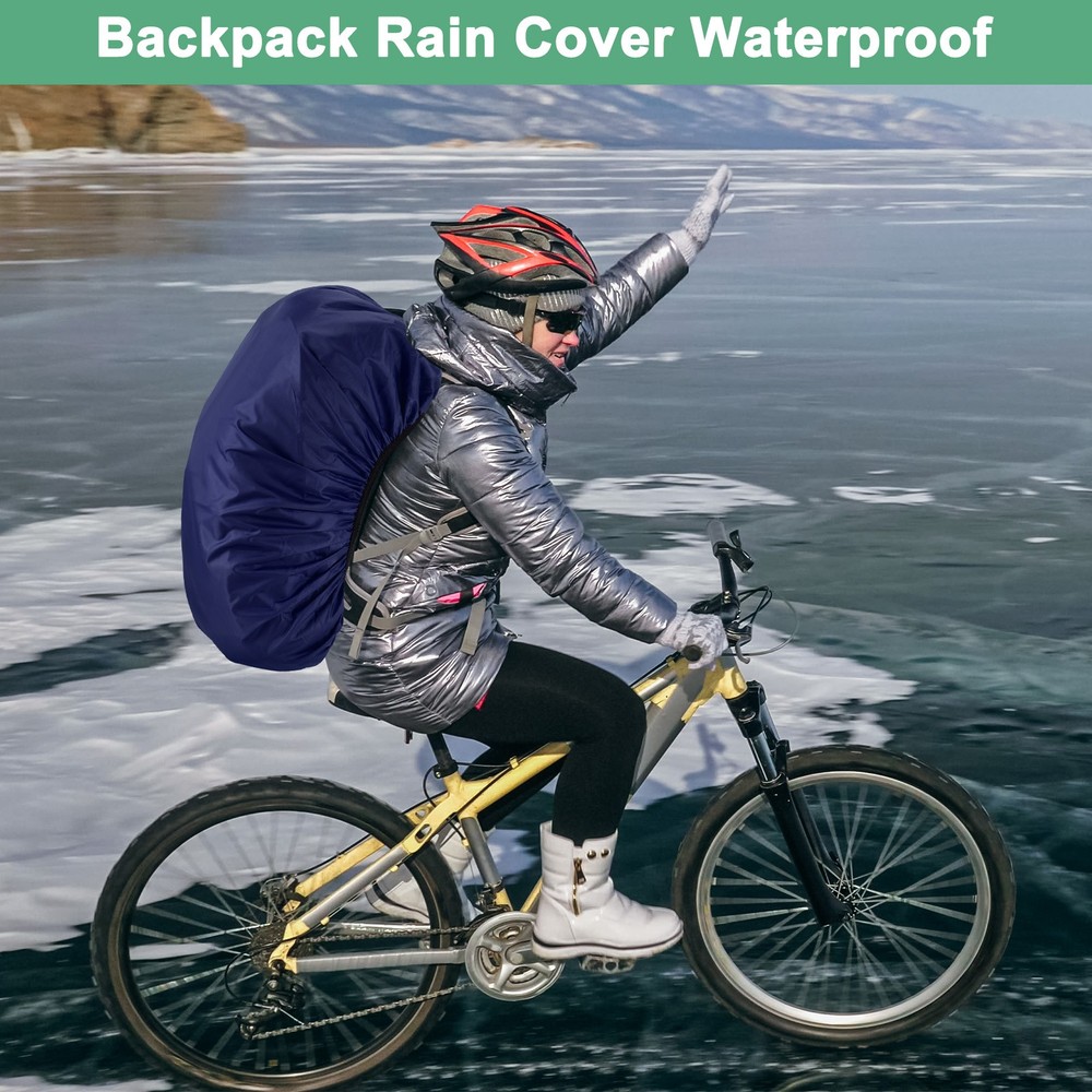 55L-65L Backpack Rain Cover with A Vertical Reflective Strap [Old Blue]