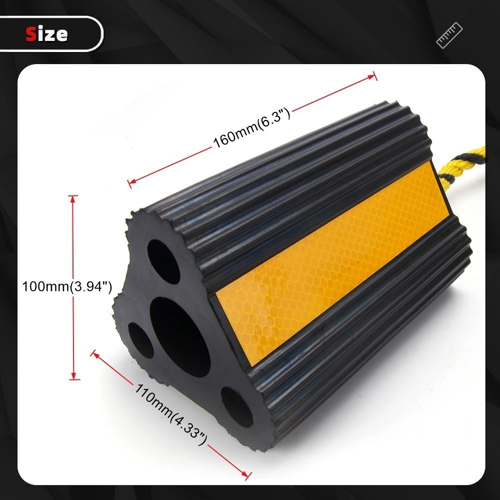 4 PCS Rubber Wheel Chocks w/ Rope For RV Trailer Camper Car Truck Aircraft Boat