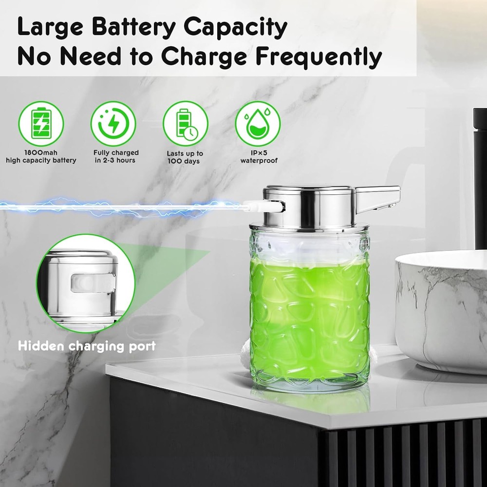 Automatic Touchless Soap Dispenser, Glass Sensor Hand Soap Dispenser