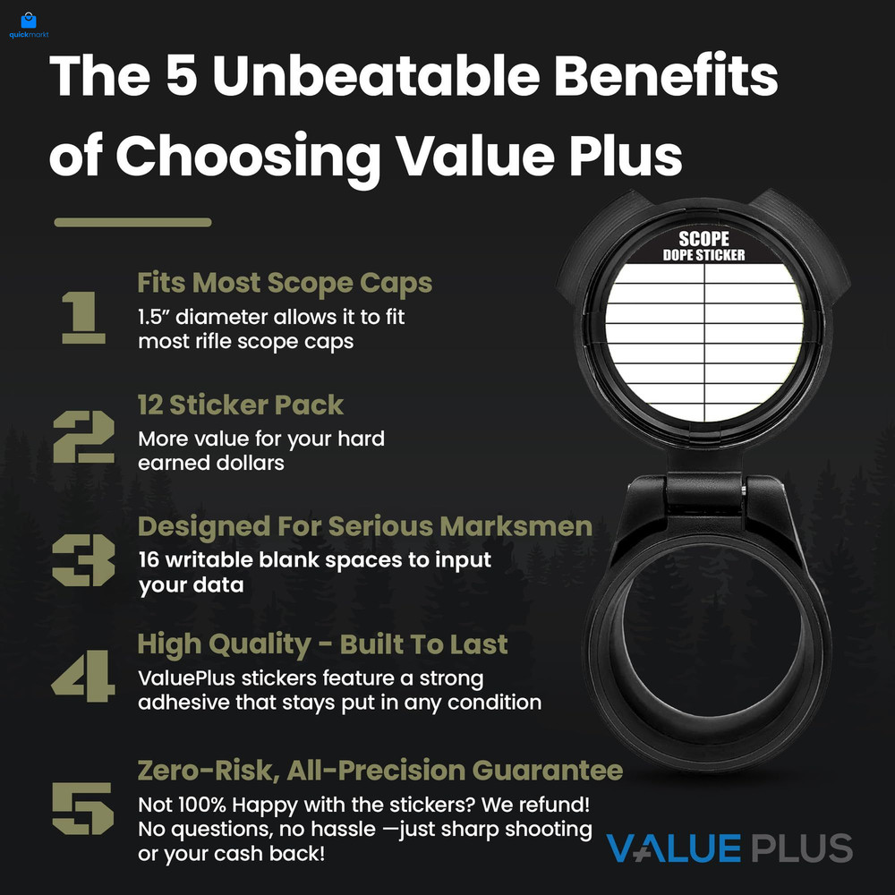 12 Pack Writable Scope DOPE Sticker for Long-Range Shooting- 1.5 Inch, White