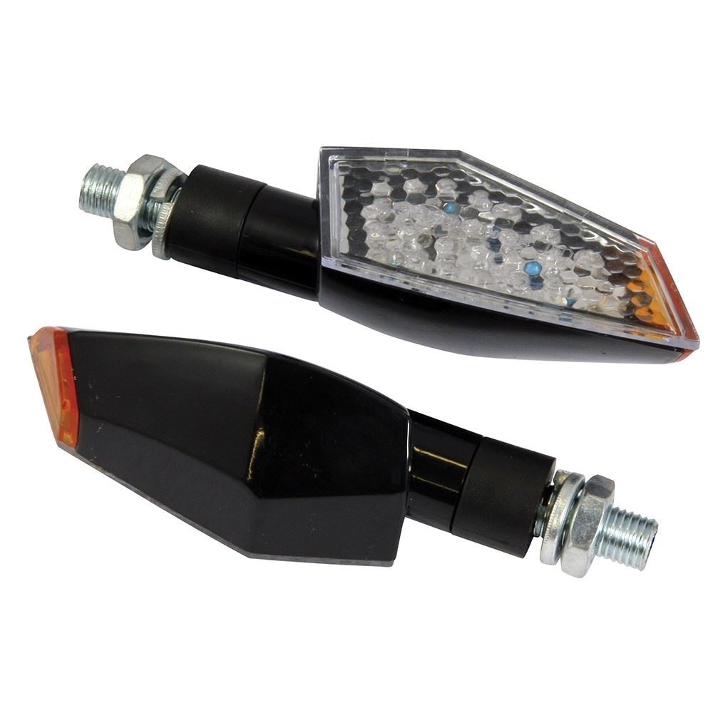 Claw LED Indicators Black Body Clear Lens – E‑Marked Pair INDLED38