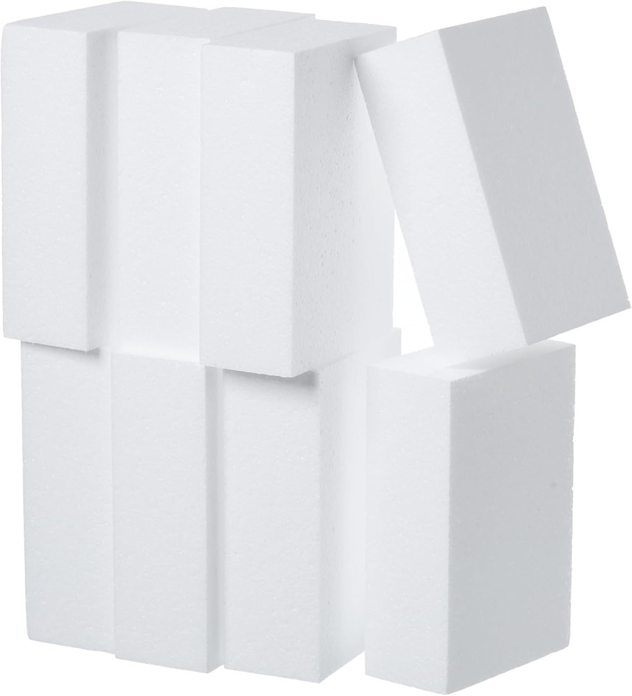 8 Pack Craft Foam Blocks 6X4X2In Polystyrene Brick Rectangle for Arts School Pro
