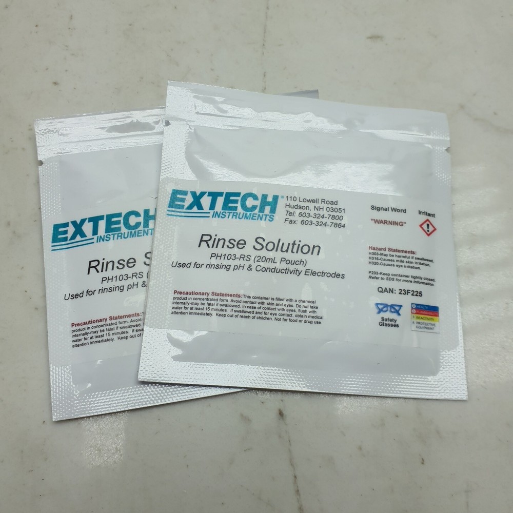 Extech PH103 Tripak Buffer Pouches 4 7 & 10pH + Rinse Solution Calibration Kit