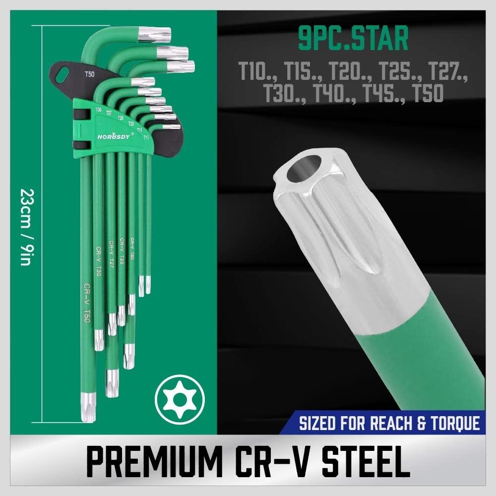 Color-Coded Hex and Torx Key Set with 9PCS Each for Easy Size Identification