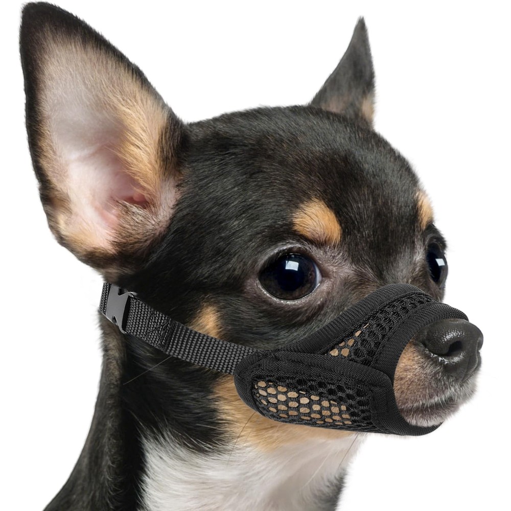 Mesh Muzzle Short Snout Small Dogs Anti-Biting Breathable Fabric Opening Front