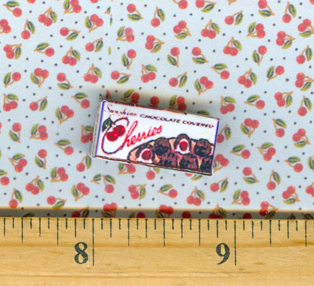 Dollhouse MINIATURE Size Chocolate Covered Cherries Box-2