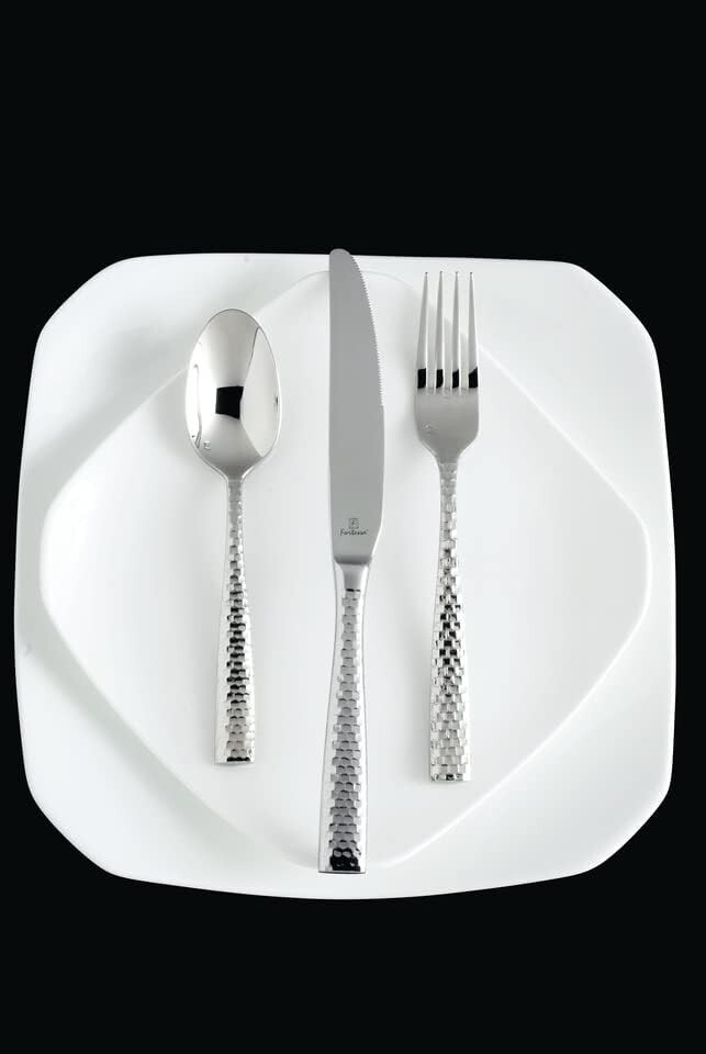 Lucca Flatware Set, 20-Piece, Faceted Stainless