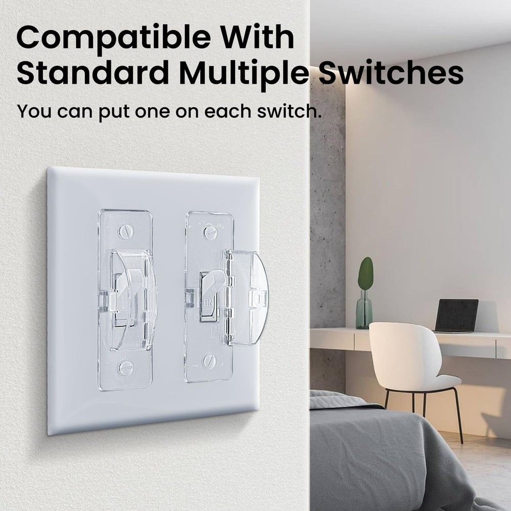 Roxiuc 2 Pack Clear Light Switch Guard - Child Proof, Double Buckle, Dimmer C...