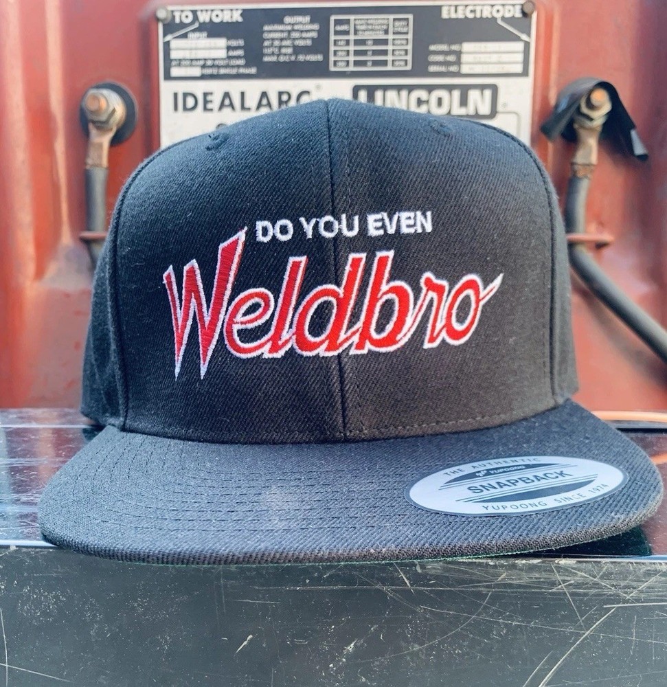 Welding Cap Hat Mens Black 90s Script Logo Do You Even Weldbro Wool Snapback