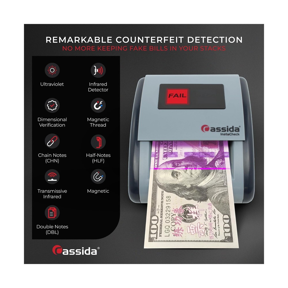 Cassida InstaCheck Small Footprint, Easy to Read Automatic Counterfeit Detect...