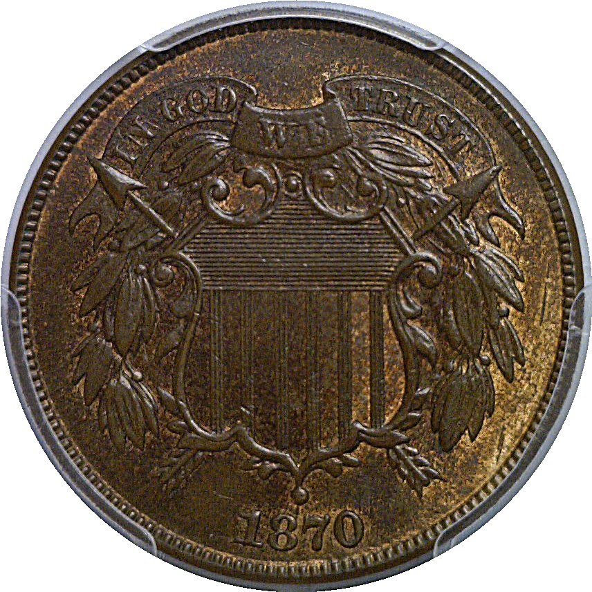 1870 Two Cent Piece PCGS MS-65 RB