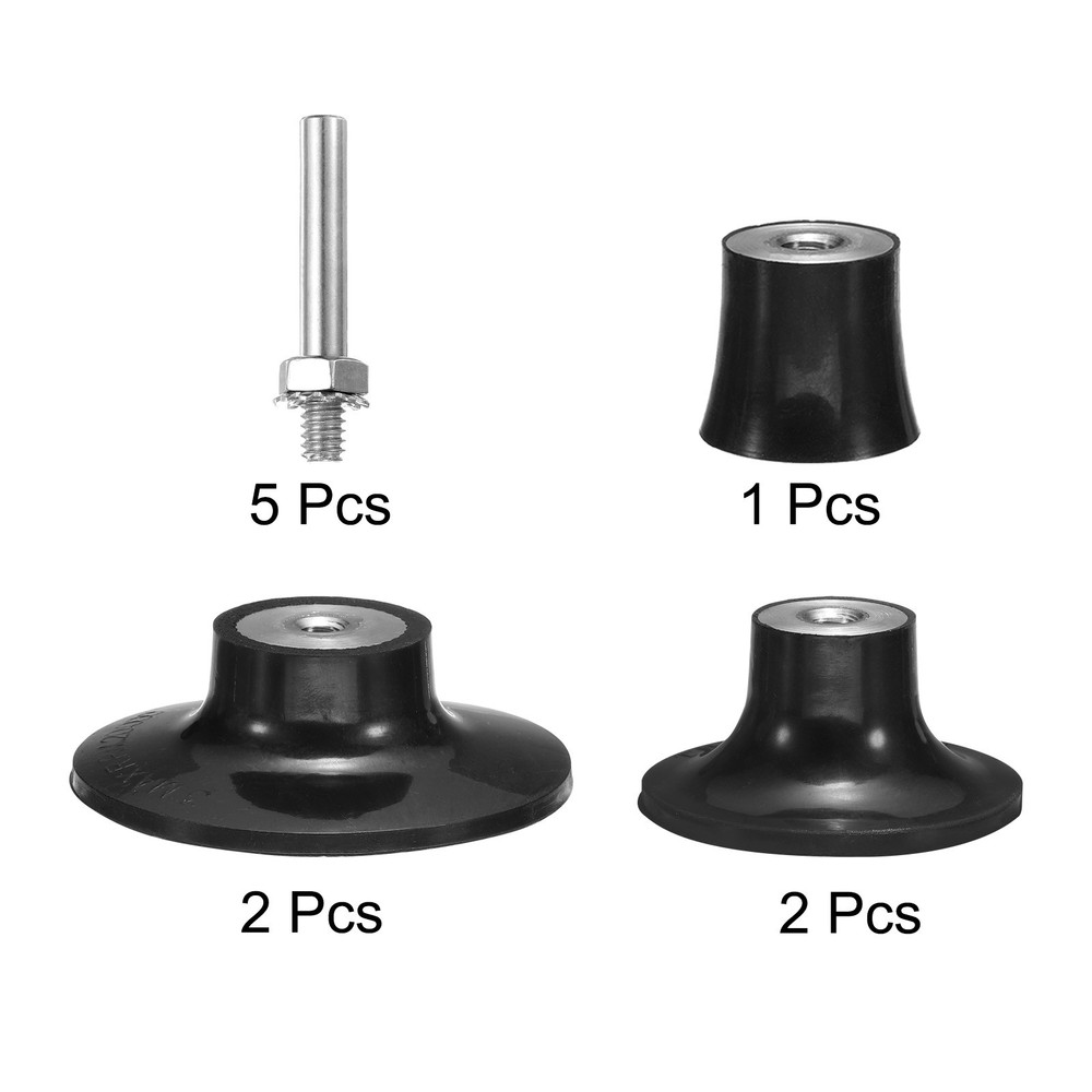 5-Pack 1" 2" 3" Disc Pad Holder Quick Change Discs 1/4" Shank Mandrel, Black