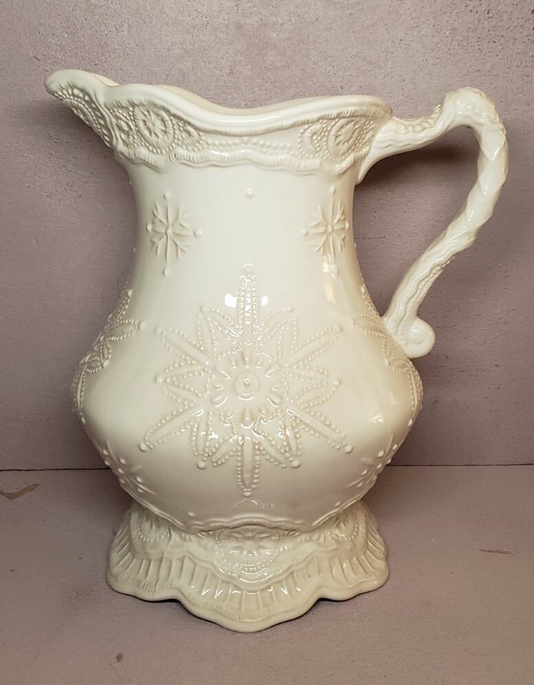 Vintage Ivory Christmas Snowflake Pitcher