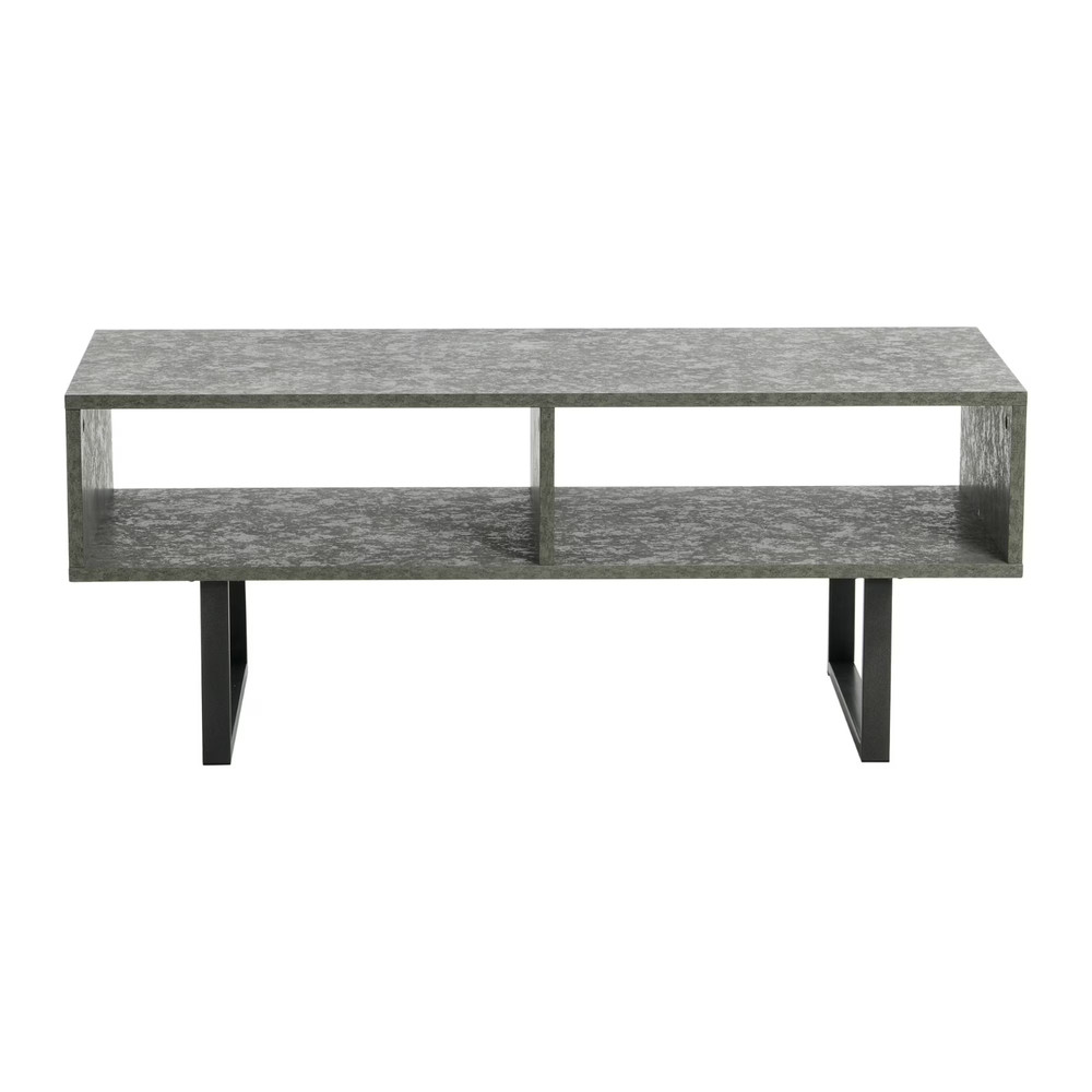 TV Stand Coffee Table with Rectangular Storage Compartments Rustic Slate Concret