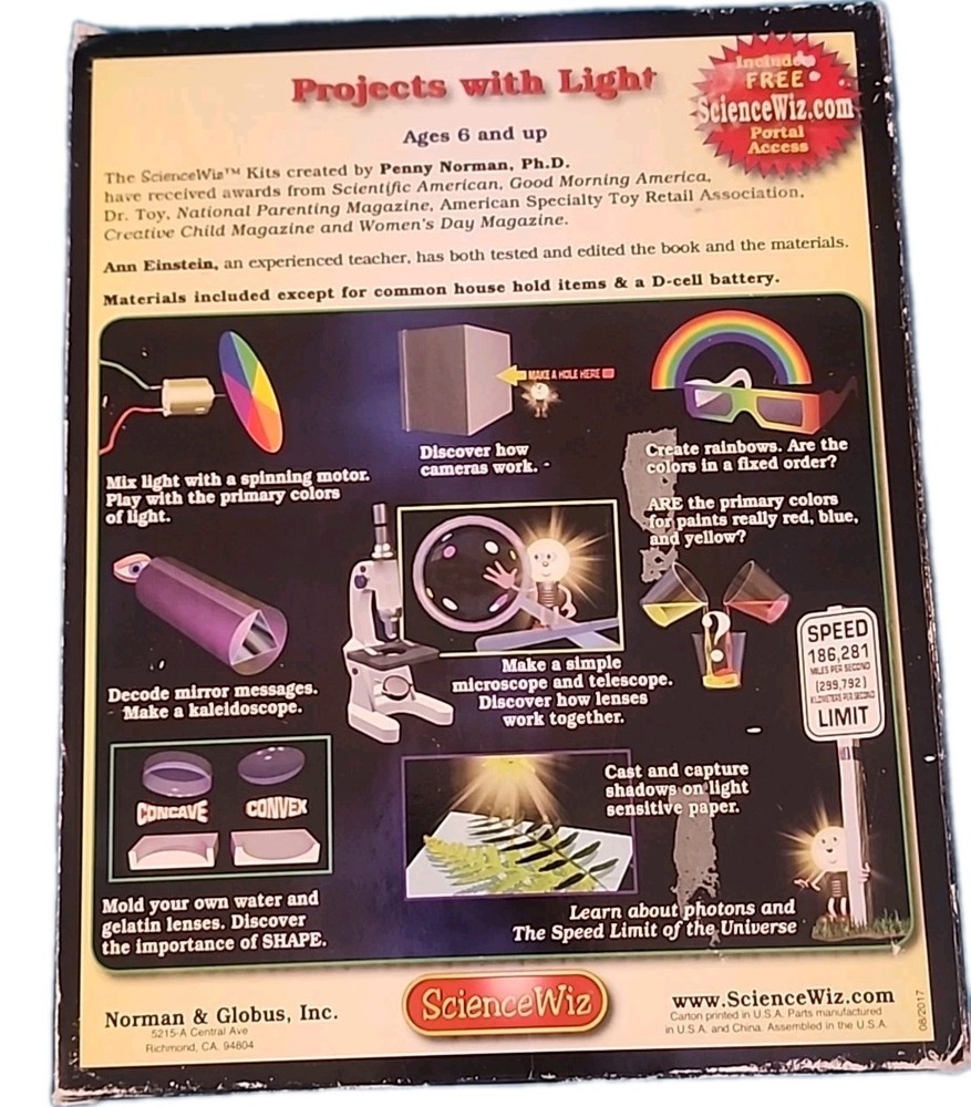 ScienceWiz LIGHT 25 Projects Kids Educational Science Book & Activity Kit (PT2)