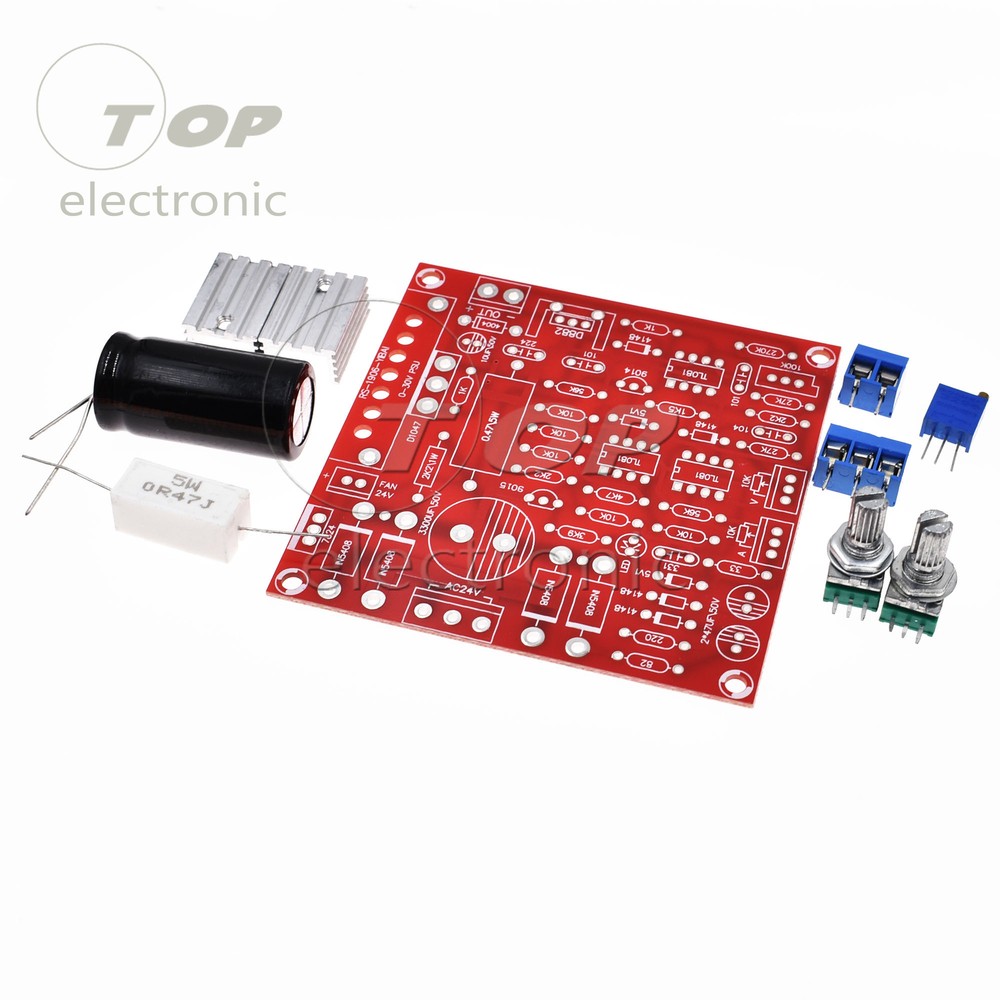 Red 0-30V 2mA-3A Continuously Adjustable DC Regulated Power Supply DIY Kit PCB