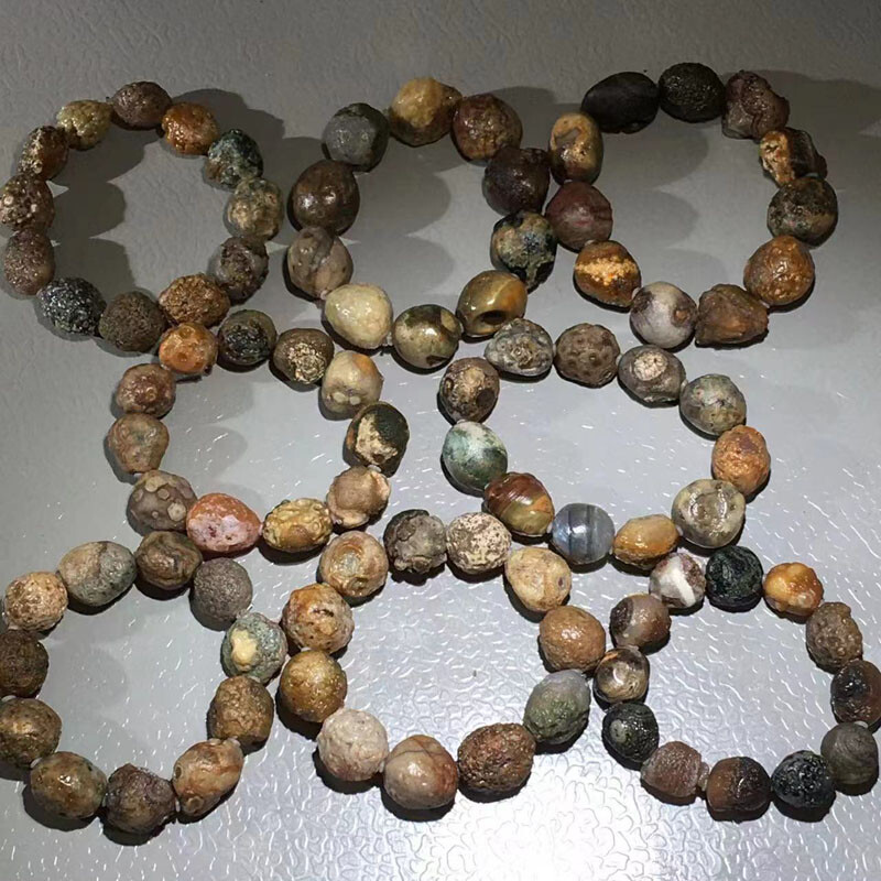 Natural Mongolia Gobi Agate Eyes Agate Stone Bead Bracelet Collection