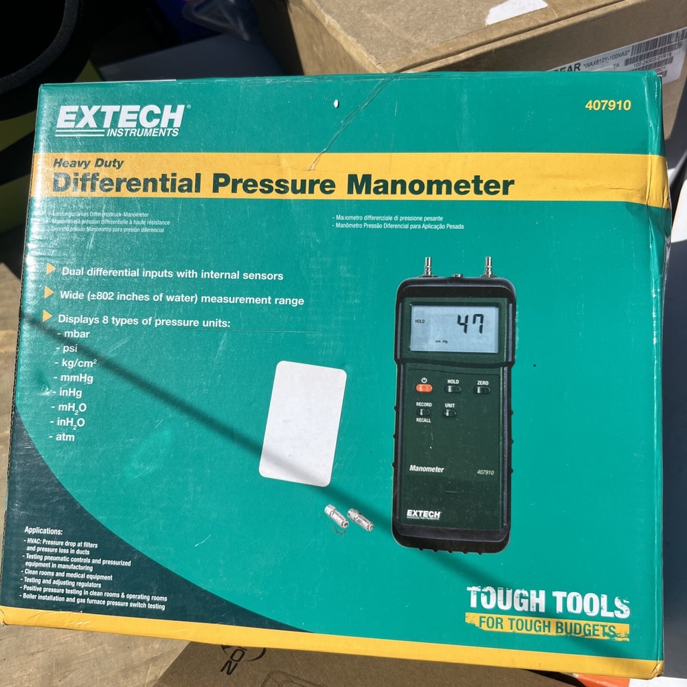 EXTECH Model 407910 Differential Pressure Manometer With Case