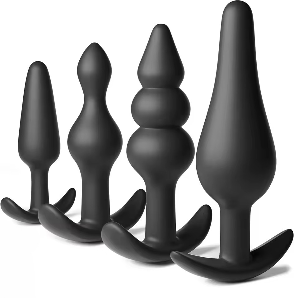 4PCS Anal Plug Set Silicone Butt Plug Anal Training Kit Men Women Flared Base