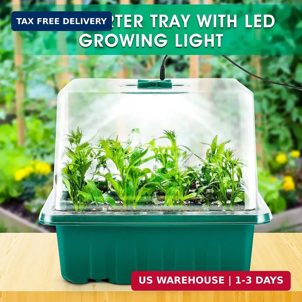 Seed Starter Tray with Light, 6PCS Seed Starter Kit with Grow Light, Seedling St