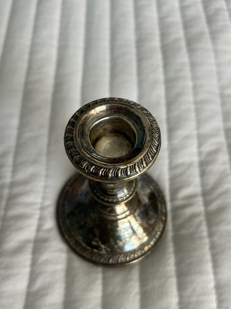 poole sterling weighted #299 candle stick,,,, 1 solid —1 dented