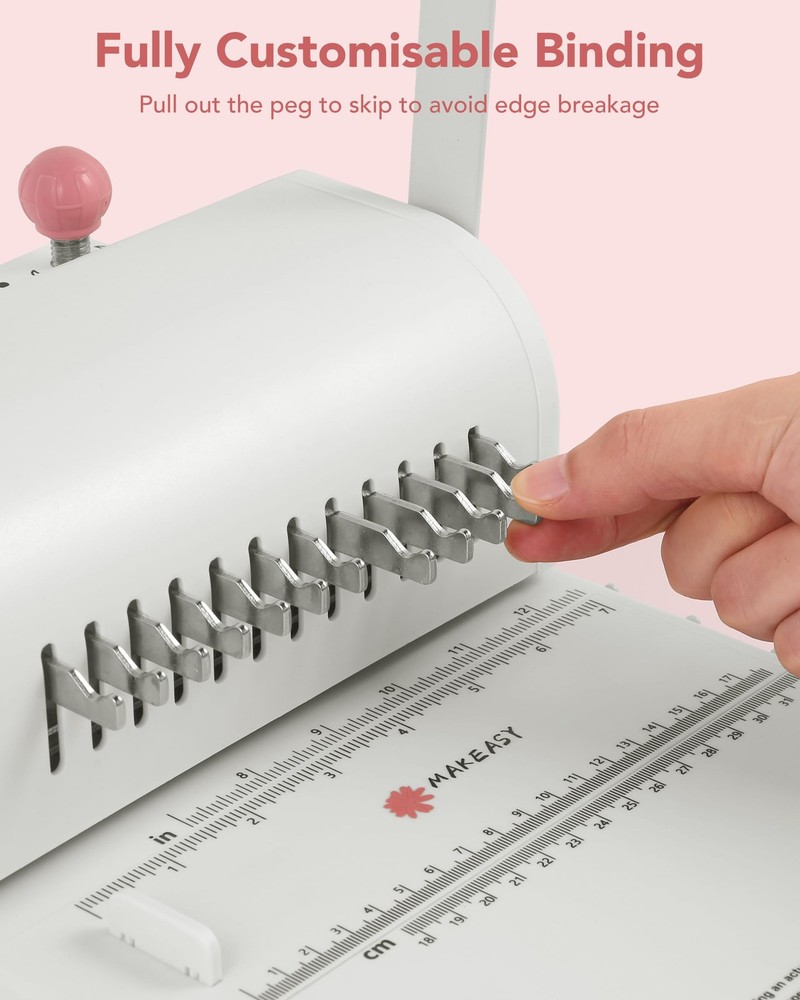 MAKEASY Binding Machine Hole Pitch 2:1 - Portable Book Kit with Pink