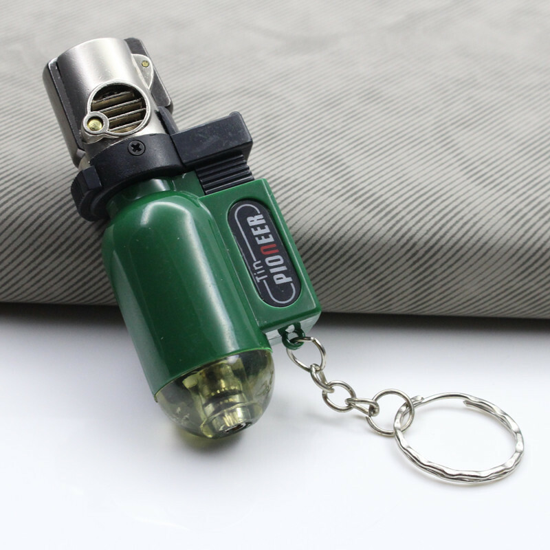 5 PACK Mini Gas Lighter Windproof Blue Flame Jet Torch Lighters with Keychain