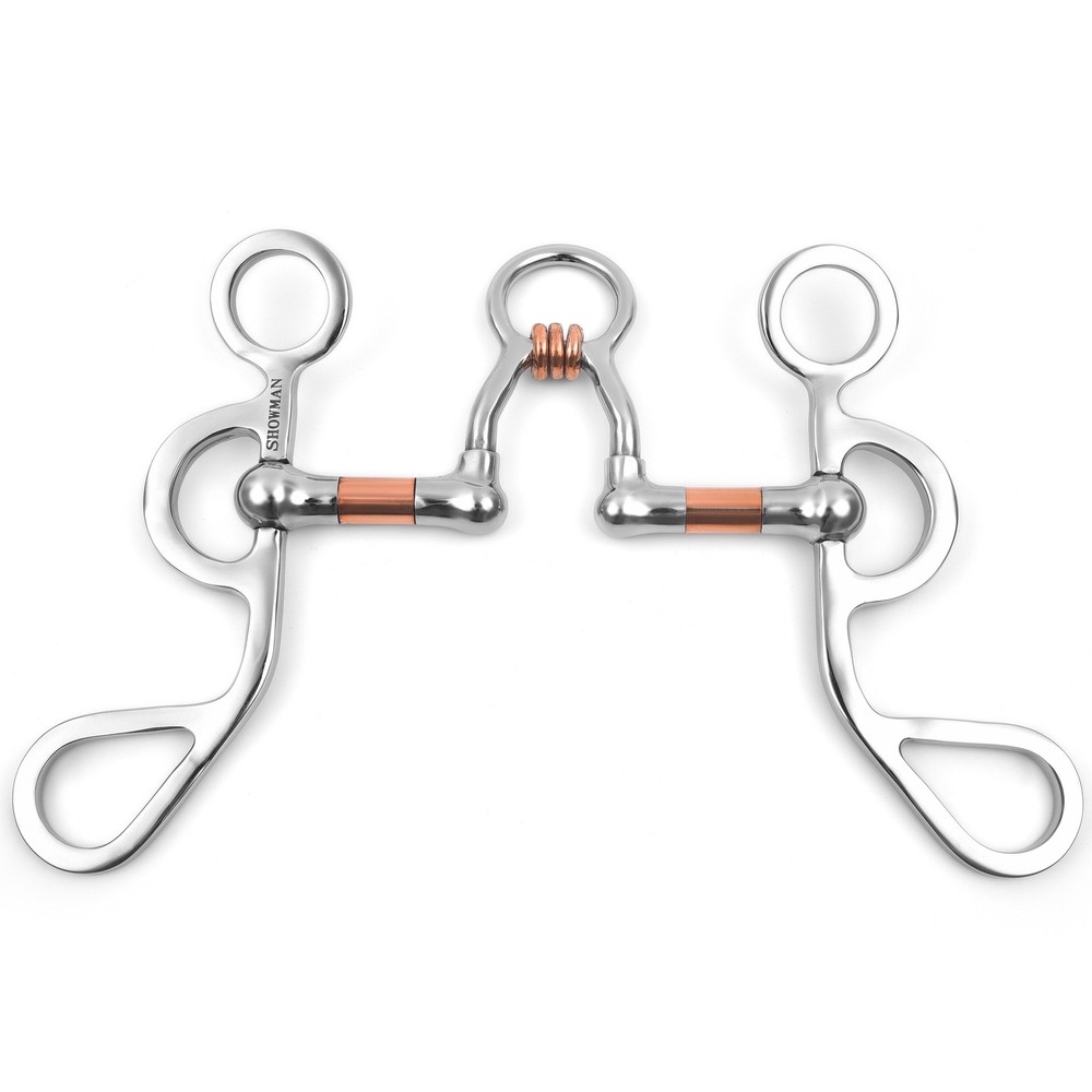 Showman Argentine Shank Bit w/ Copper Wrapped Port Rollers