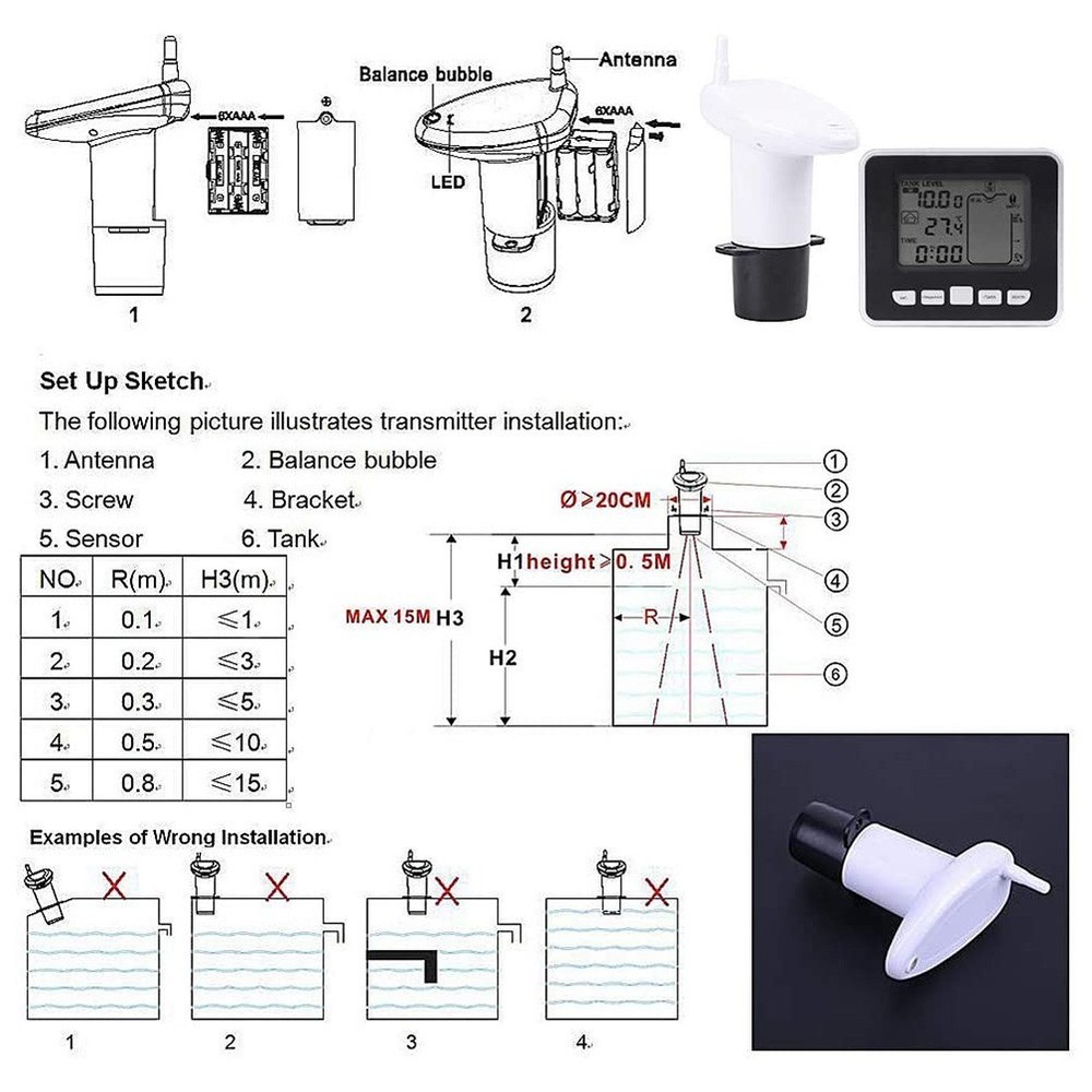 New Liquid Level Meter Liquid Meter Rainwater Tank Temperature Indicator