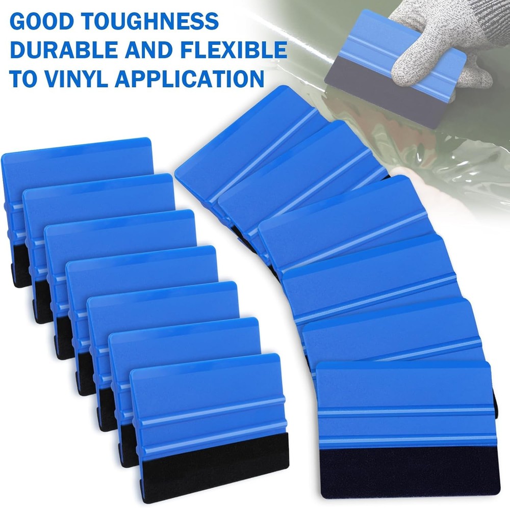 WRAPXPERT Blue Felt Squeegee,2 Pcs Squeegee for Vinyl,Medium Hardness