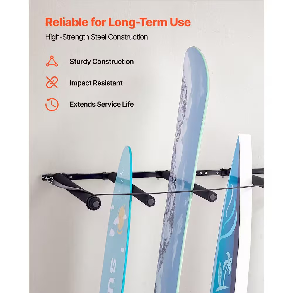 Surfboard Wall Mount, 5-Tiers Vertical Surfboard Rack for Storage and Display, A