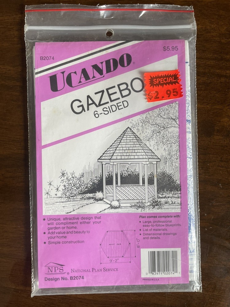 Gazebos BUILDING PLANS BLUEPRINTS LIST OF MATERIALS B2074 UCANDO Vintage