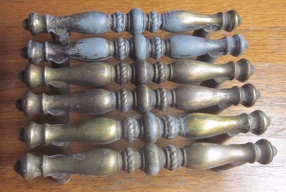 Amerock 176 Carriage 1971 Dark Hammered Brass Pull Handle & Backplate 3" Centers