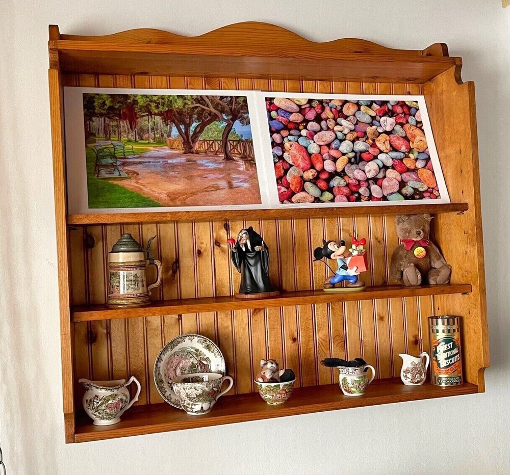 Solid Pine 2 Shelf Custom Case Circa 1980  Hang on Wall Display China, Photos...