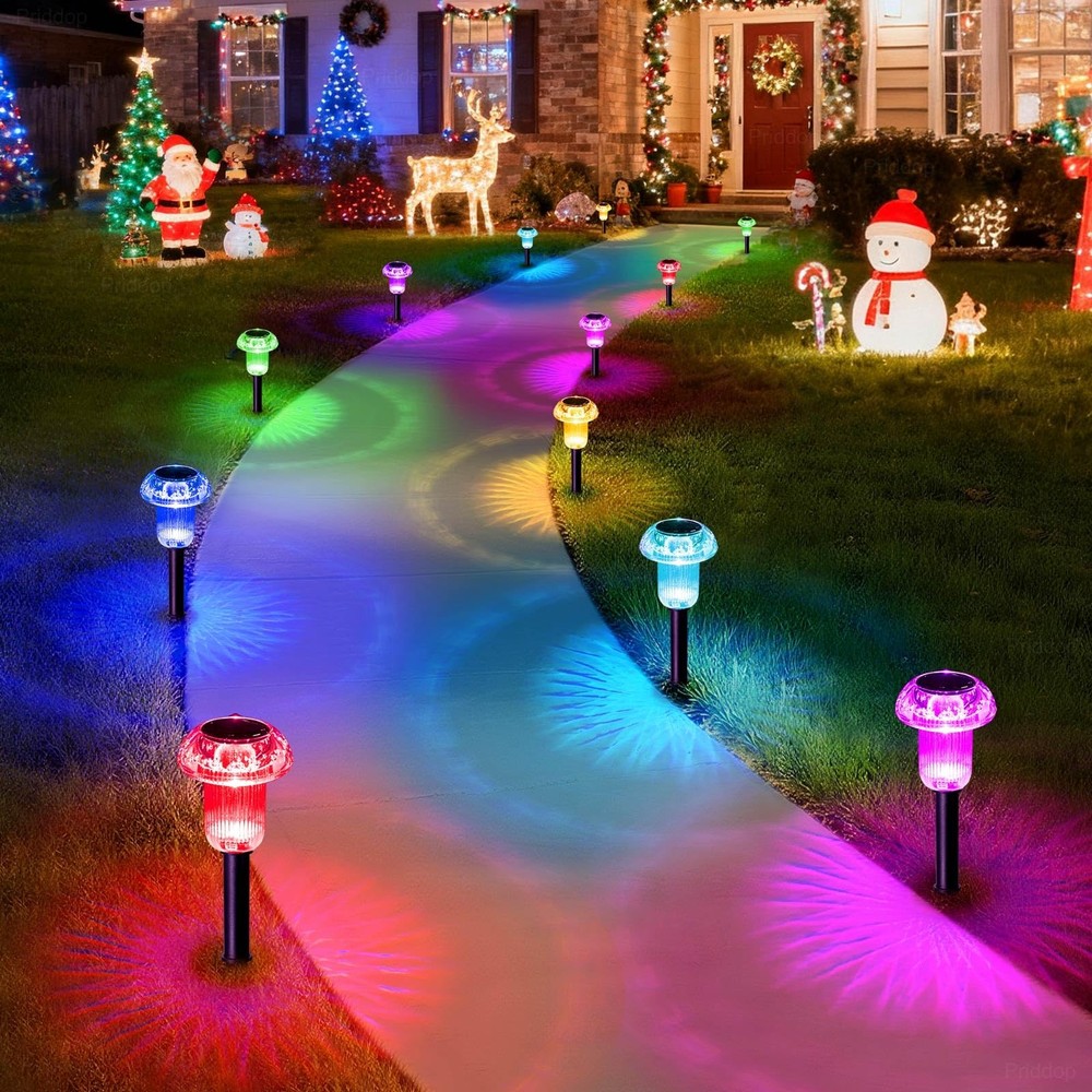 Priddop Solar Lights Outdoor Pathway Waterproof 8 Pack 8 Pack, Multicolor