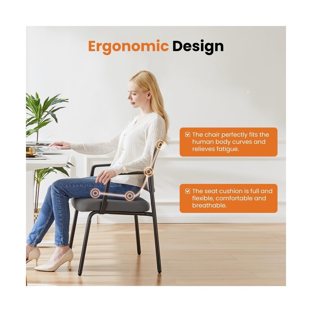 Sweetcrispy Mesh Back Stacking Arm Chairs, Upholstered Fabric Stacking Chairs...