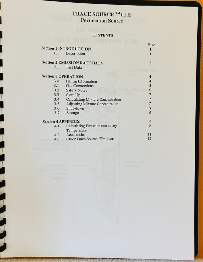 KIN-TEK Trace Source Permeation Tubes LFH Chloroethylether 4042 Operation Manual