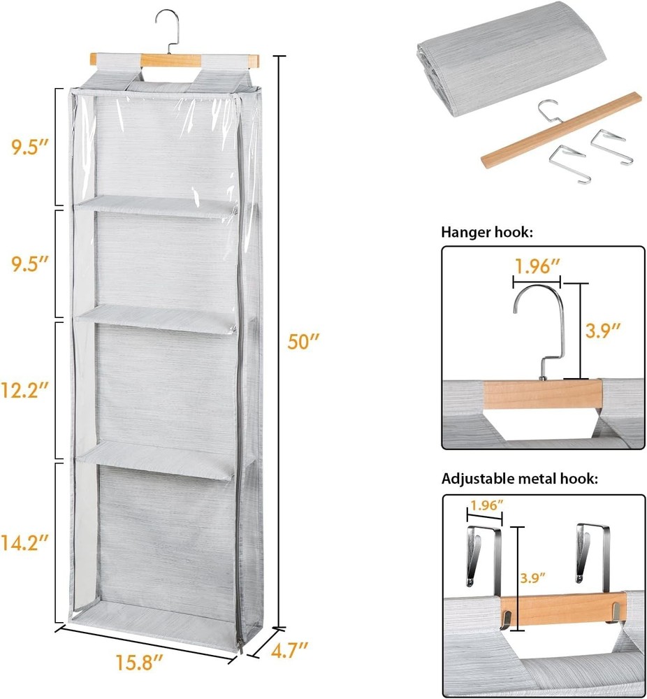 Yarn Storage Organizer with 4 Large Pockets Durable Dustproof Hanging Solution