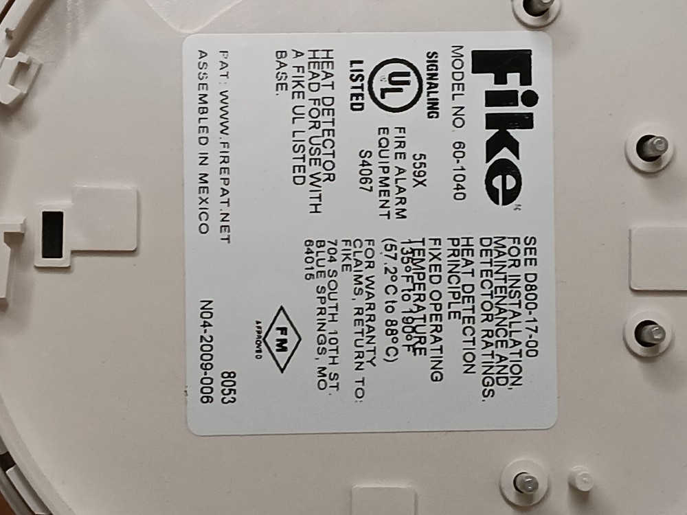 FIKE 60-1040 HEAT DETECTOR