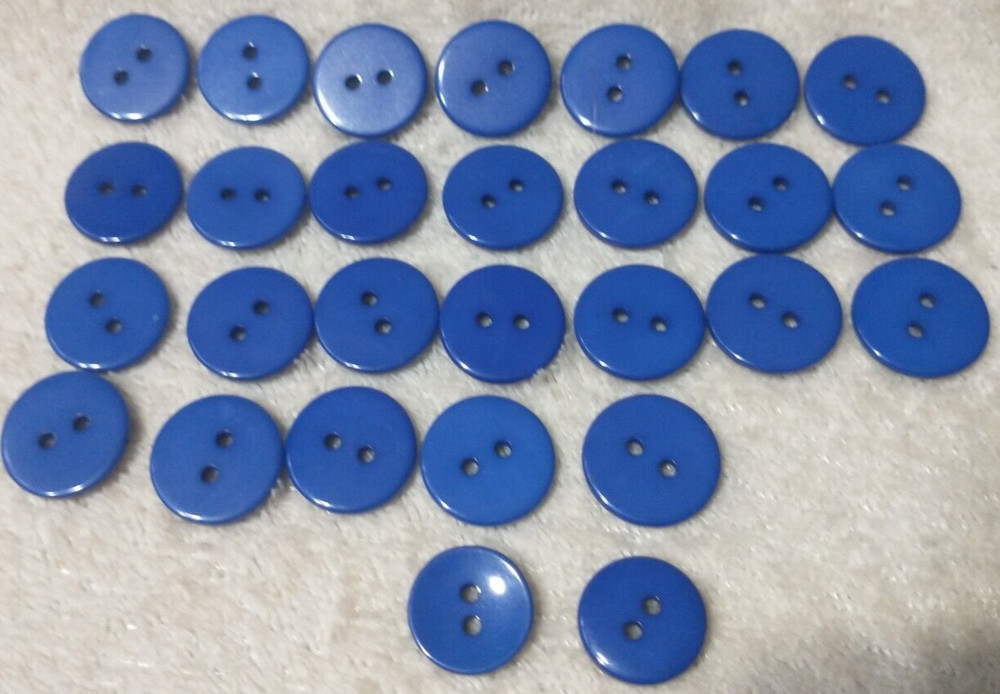 28 Blue Plastic 1/2" Buttons Round Two Holed B37