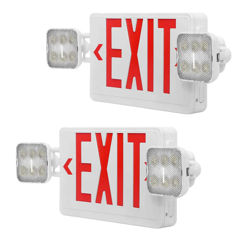 2PACK Exit Sign with Emergency Light Double Side Adjustable Square Head UL 94V-0