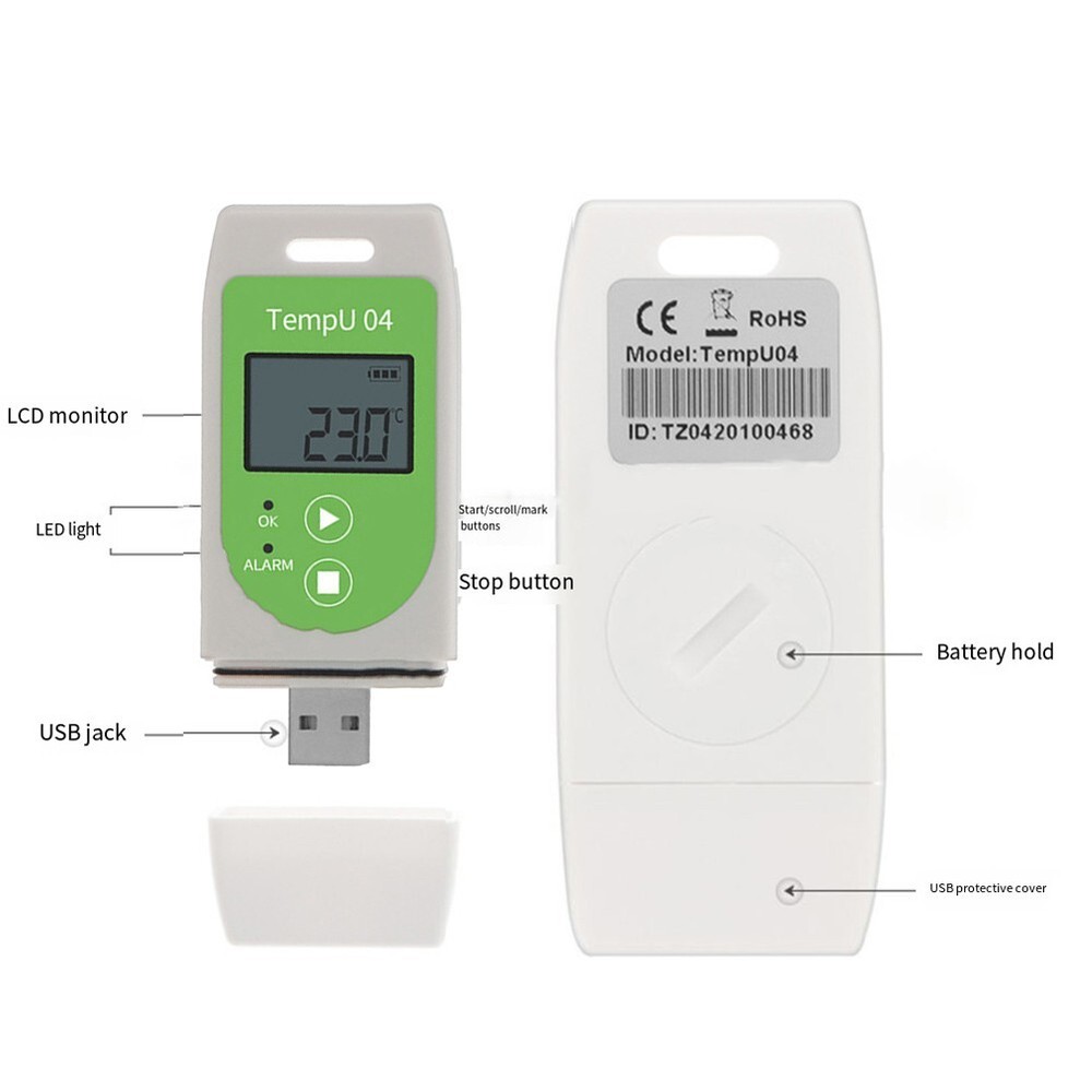 USB Temperature Data Logger 32000 Capacity TemperatureRecorder PDF Report Logger
