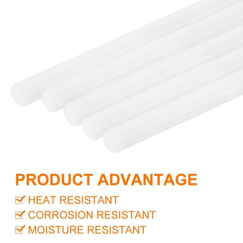 5 Pcs White Plastic Rods 7 x 406mm ABS Styrene Round Stick Round Solid Bar