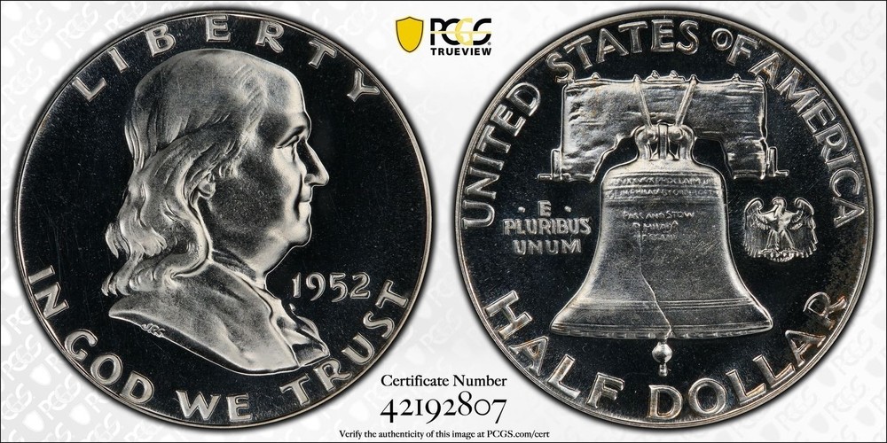 1952 Franklin Silver Proof Half Dollar ~ PCGS PR64 ~ Gold Shield Label